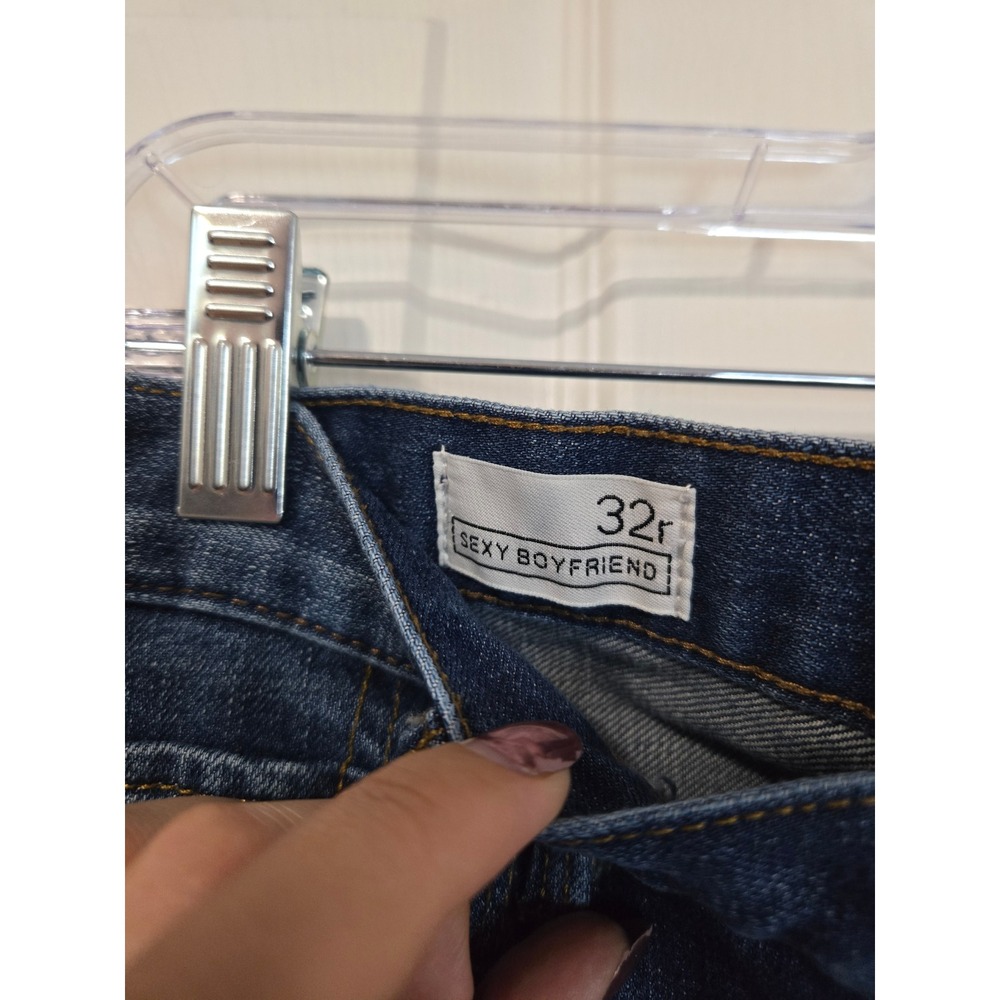 Gap 1969 Sexy Boyfriend Cropped Jeans 32r Dark Wash Relaxed Fit Denim Pants - Picture 3 of 5